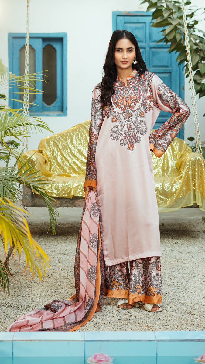 Peach Paisley