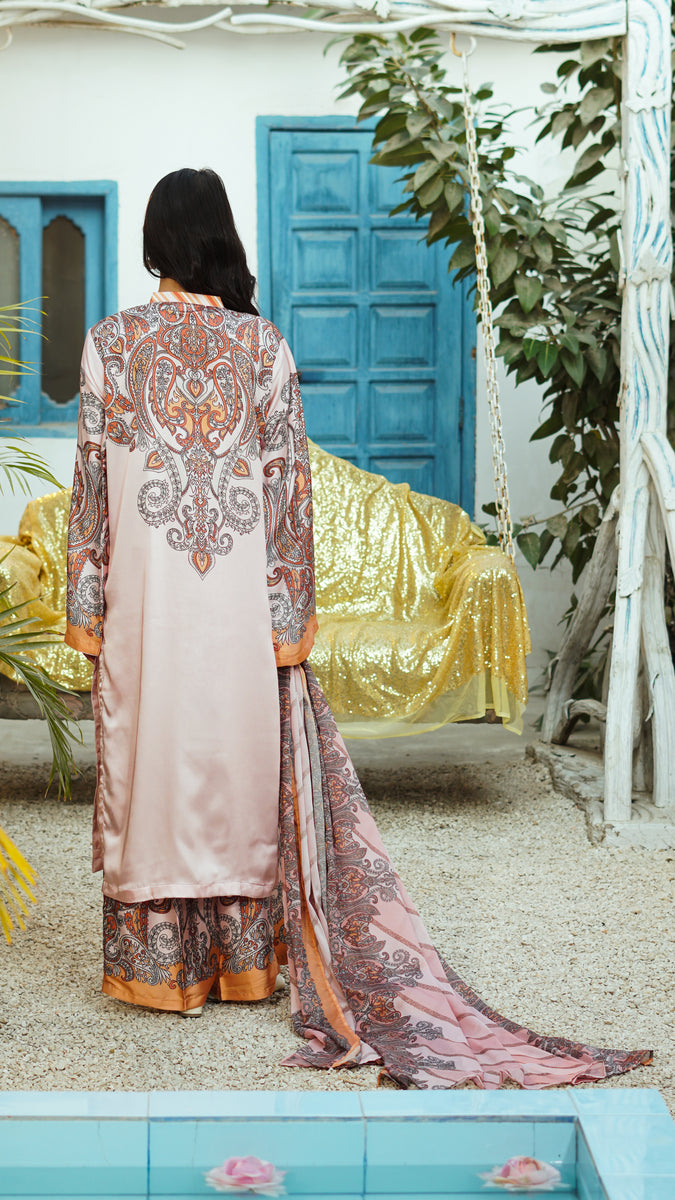 Peach Paisley