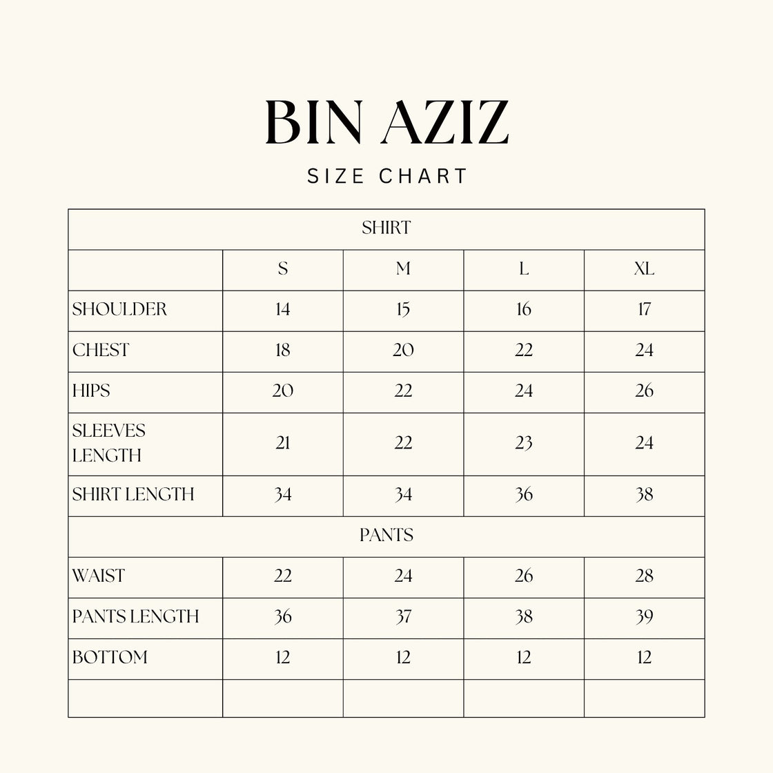 Size Guide — Autumn Bloom
